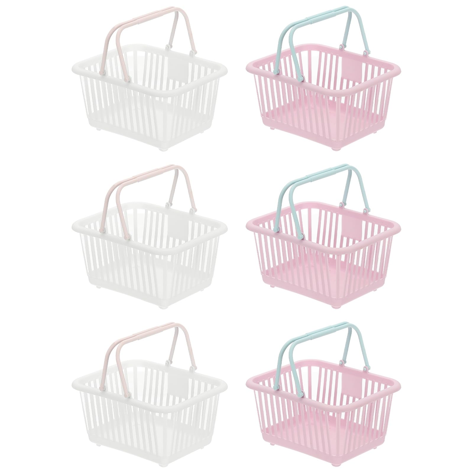 PATIKIL 6PCS Mini Shopping Basket, Small Plastic Basket Mini Storage Basket Grocery Tiny with Handles Organizer Filtered Water for Organizing Toys