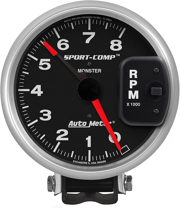 Conta-giros Auto Meter 3980 Sport-Comp Monster 5,000 pol. (12–16 V) – 1 unidade