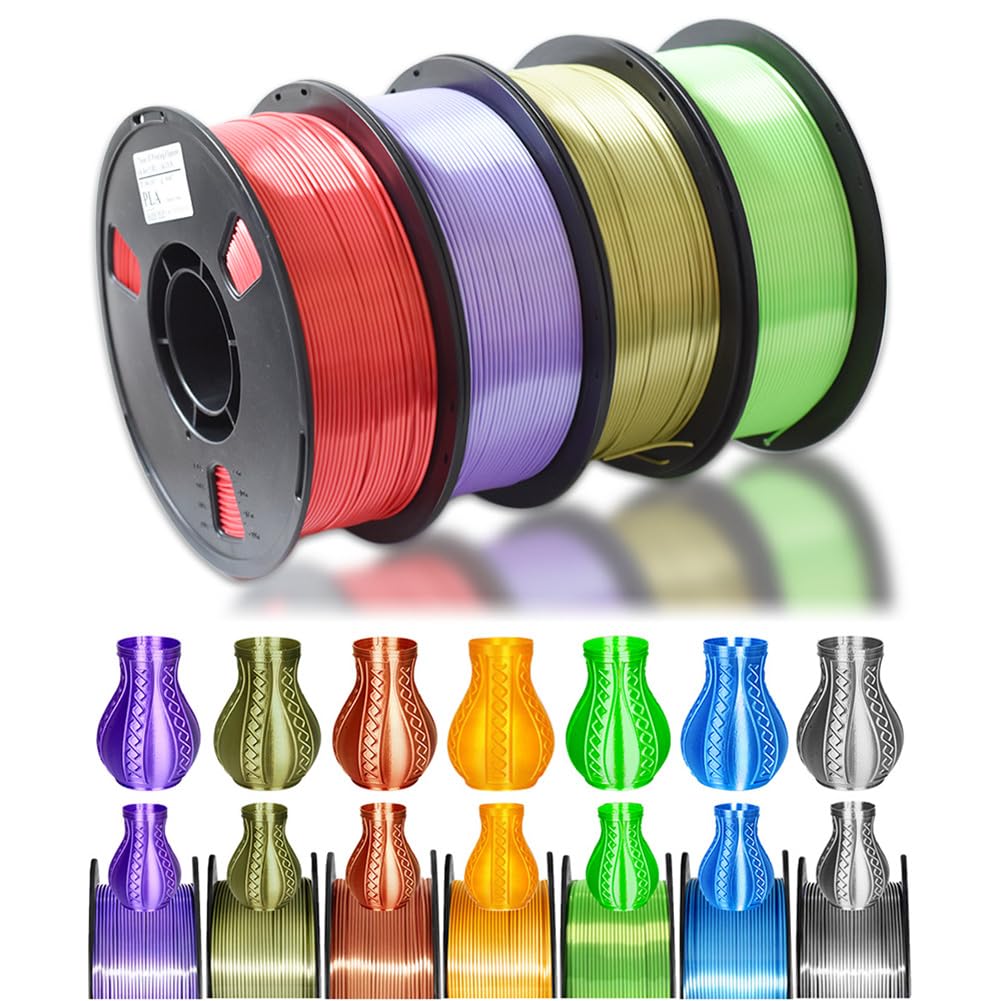 Filamento De Impresora 3D PLA De Seda De 1,75mm(+/- 0,02 mm)|Suministros De Impresión 3D con Textura De Seda Suave| Accesorios para Impresoras 3D Fáciles De Usar,Blanco Seda,PLA DE Seda 1KG(2.2lb)