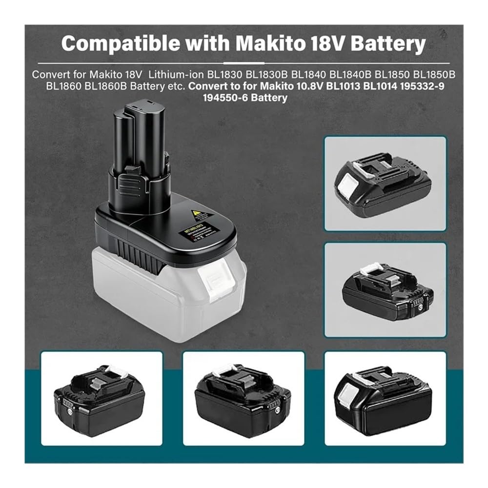 Compatible con Adaptador de batería Makita de 18 V a 10,8 V, Compatible con batería de Litio Makita de 18 V, conversión for funcionar con Herramienta eléctrica inalámbrica BL1013 de 10,8 V