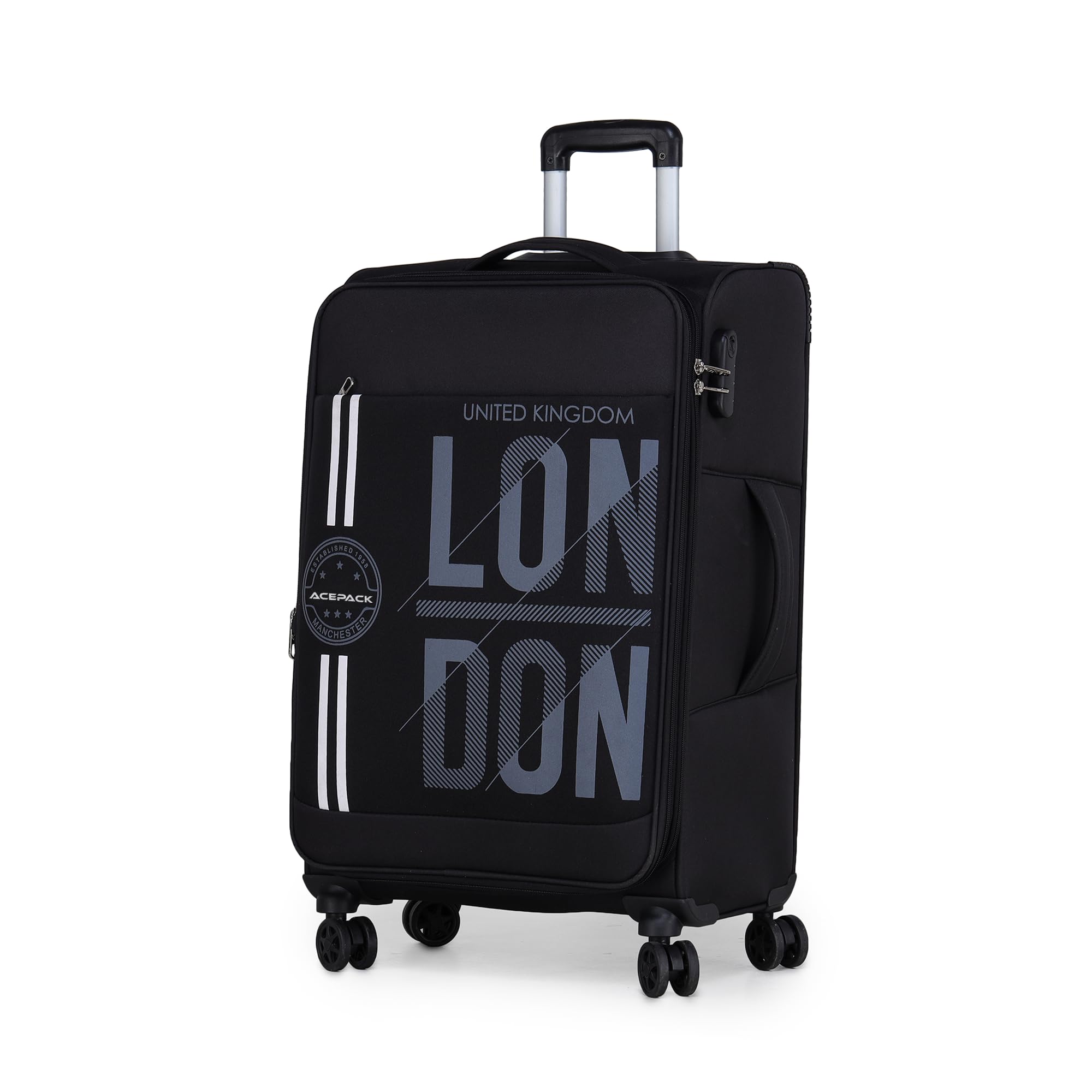 verage Moscow 70 cm Soft Sided Large Check in Expandable Suitcase Luggage Bag with Telescopic Trolley and 360 Spinner 8 Wheels (Black, 24 Inch)-picture-36