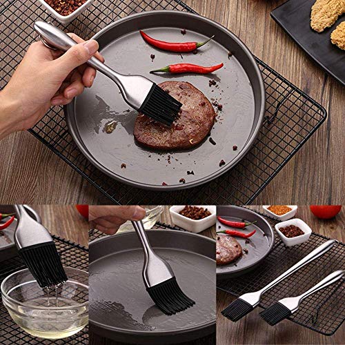 Image of Xacton Silicone Basting Brush with Stainless Steel Long Handle | Heat Resistant, BPA Free | BBQ Grill & Oil Pastry Brush for Cooking, Baking, Roasting, Barbecue, Grilling, Kitchen Tool - 9 inch