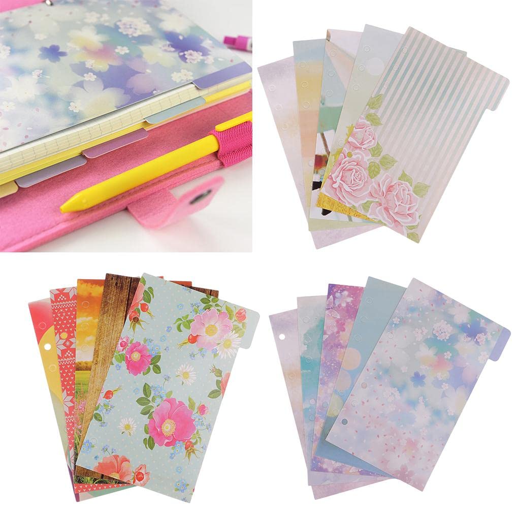 Nimmz Collection 5X A6 Floral Pattern Tabbed Paper for Notebook Scrapbook Index Plain Colors-image-43