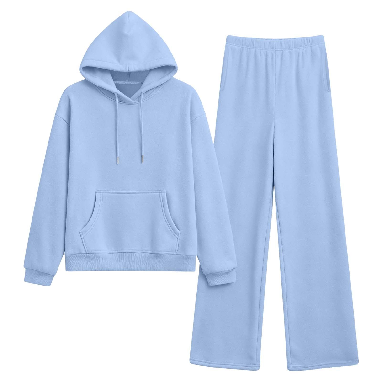 Tuta sportiva casual con cappuccio e pantaloni a gamba larga, autunno inverno, due pezzi, comodo da indossare per le attività quotidiane