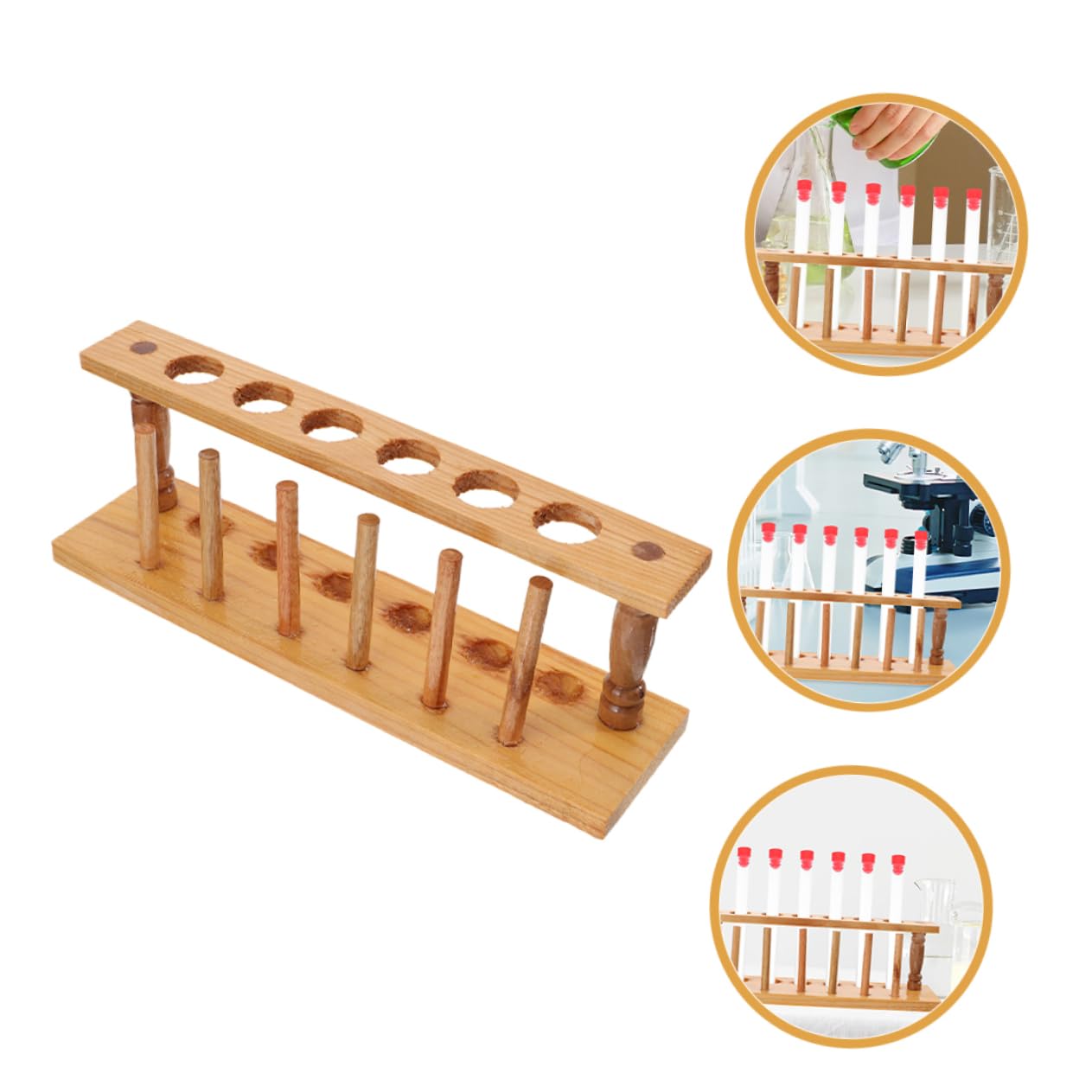 GLEAVI 5pezzi Porta Provetta Legno Per Laboratorio Supporto Per Provette Organizzatore Leggero e Compatto Per Ricerca Scientifica e Uso Industriale Struttura Resistente Legno Naturale