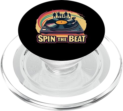 Spin the Beat Retro Turntable Vinyl Art PopSockets MagSafe PopGrip for iPhone disponible en Yaxa Colombia
