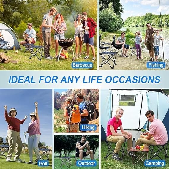 Image of Folding Stool, Outdoor Portable Stool, Lightweight Chair Heavy Duty Camping Fishing Hiking Picnic Garden BBQ Chair, Holds up to 120 kg, Lightweight, (Pcs-1 ; Multicolor).