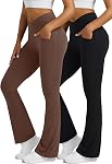 Flare Leggings for Women with Pockets 2pack High Waisted Crossover Flare Leggings Bootcut Yoga Pants