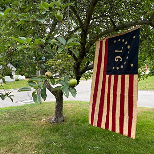 Image of SYII Vintage Bennington 1776 Flag 3x5 Feet, Tea Stained Embroidered Star With Brass Grommets, American USA 76 Flags Outdoor Banner, Heavy Duty Polyester USA 250th Anniversary Decoration