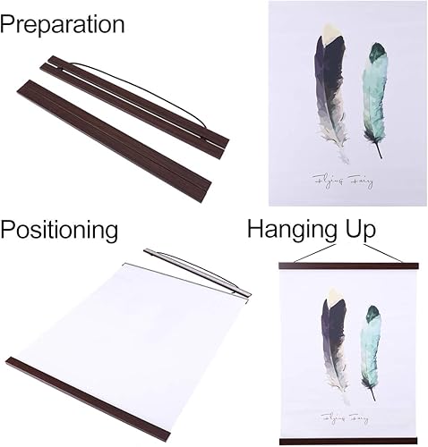 Miniatura 2 de Ywlake - Kit de marco magnético de madera estilo gancho, para colgar pergaminos, pósteres, mapas, lienzos y obras de arte de 8 x 10 pulgadas, 8 x 20