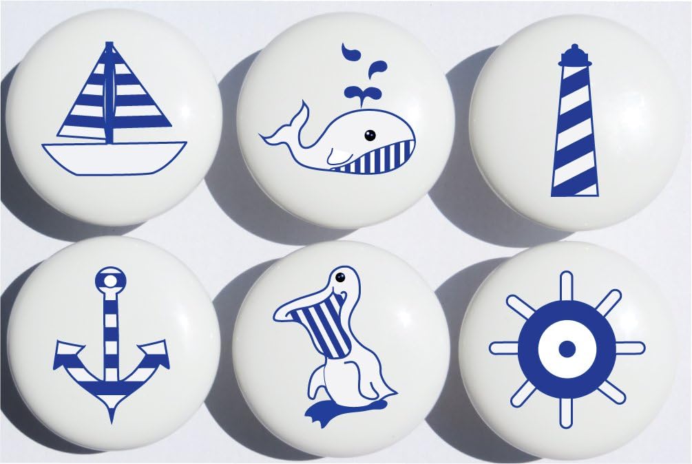 Presto Wall Decals Navy Blue Nautical Drawer Pulls Ceramic