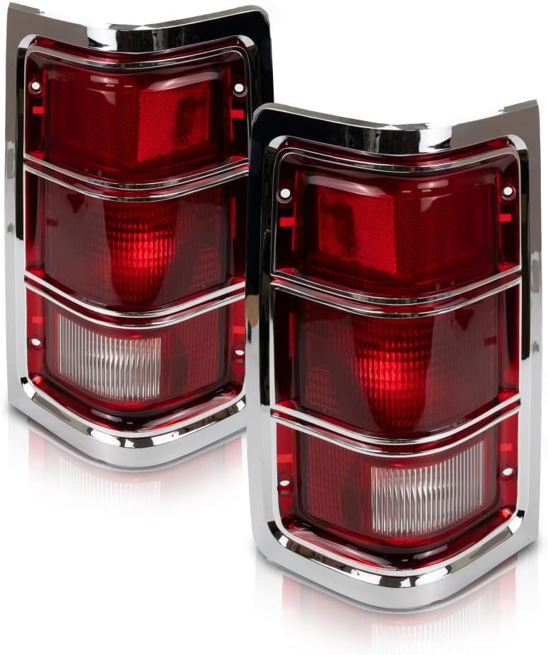 For Dodge Ram/Charger/Trail Duster/Pickup 1981-1987 Tail Light Driver and Passenger Side Chrome Border | CH2808104 | CH2809104 | 4163151 | 4163150