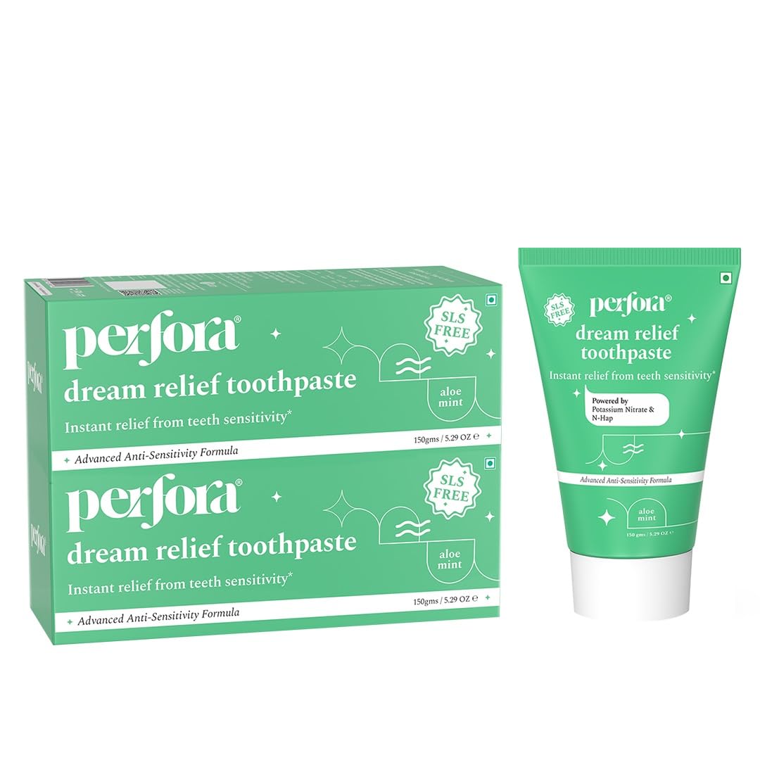 Perfora Sensitive Toothpaste - 300 gms (150 gms X 2, Pack of 2) | Instant Sensitivity Relief Toothpaste | Toothpaste for Kids & Adults | SLS Free Toothpaste | No Artificial Sweeteners | Made Safe Certified | Vegan Friendly Gel Toothpaste - Aloe Mint  (B0BLVPG7BT) Amazon Price History, Amazon Price Tracker