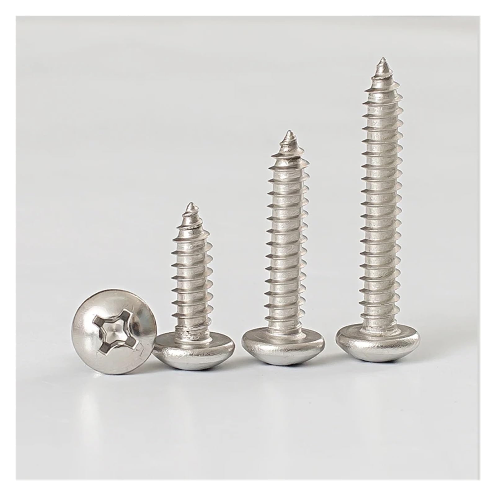 Tornillos Tornillos autorroscantes Tornillo de ace Tornillos autorroscantes con cabeza plana y ranura en M2 M2.2 M2.5 Tornillos autorroscantes de cabeza redonda de acero inoxidable 304(M2x4mm 50pcs)