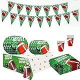 ZOOMPIL American Football Party Geschirr, Fussball Geschirr Set, Inklusive Teller, Tassen, Servietten, Tischdecken, Wimpel, Für American Football Geburtstag Party , Fußballspieltagsparty