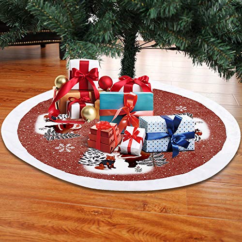 Surfmalleu Falda de árbol de Navidad de Terciopelo 1,2M Falda de árbol de Copos de Nieve Rojo y Blanco Burdeos (Ancianos)