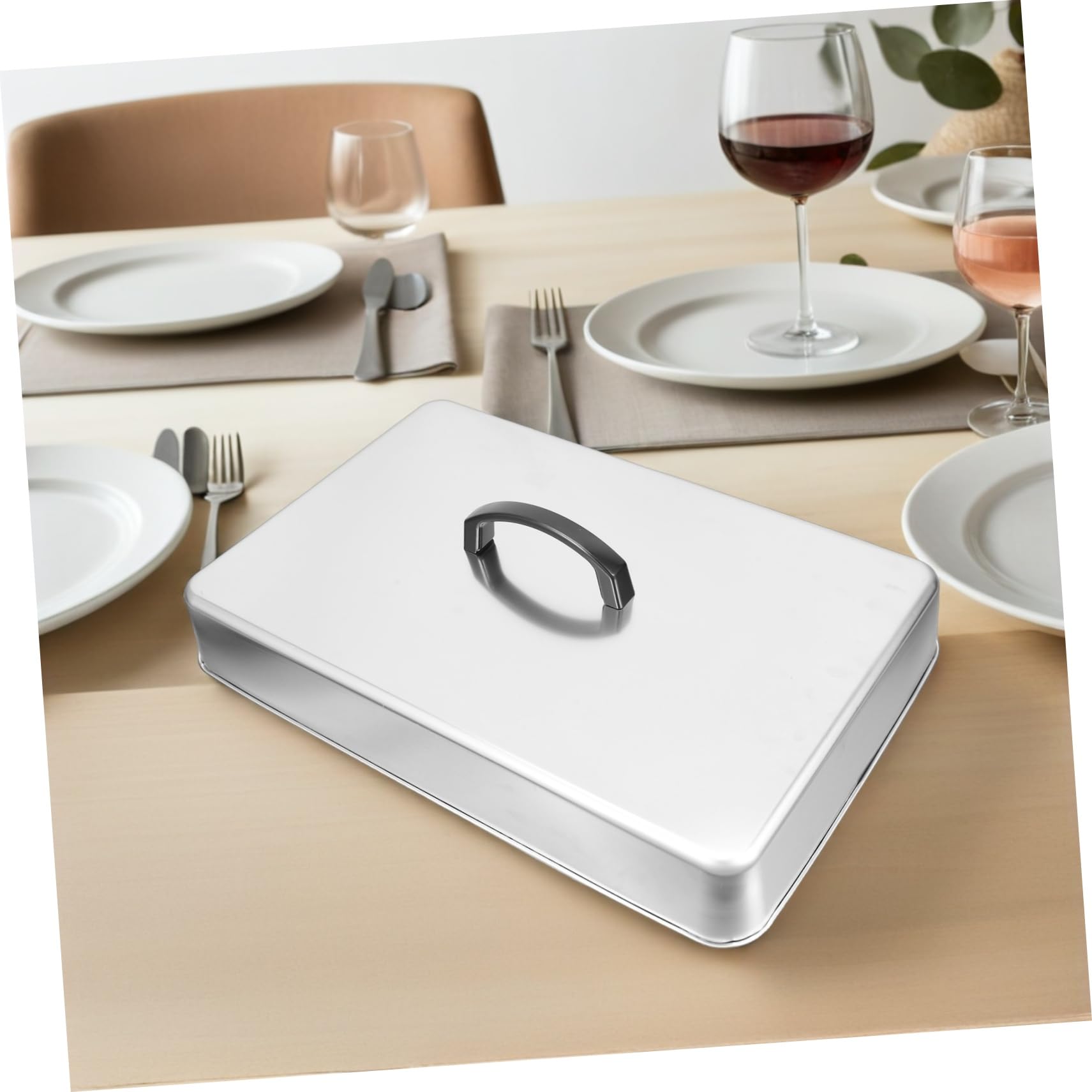 Tapa De Sartén De Acero Inoxidable Para Cocinar Al Vapor Tapa De Plancha Rectangular Accesorios De Cocina Para Parrilla y Barbacoa