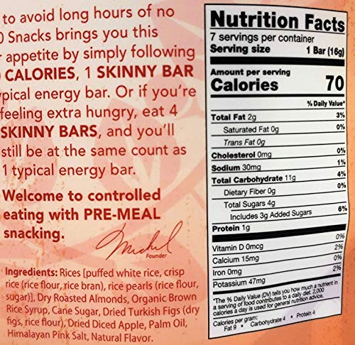 180 Snacks Pre-Meal Snack Skinny Rice Bar with Himalayan Salt Variety Bundle Pack (4) 3.22 oz each