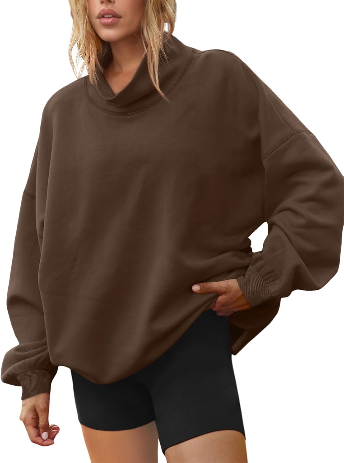 LILLUSORY Mock Neck Sweatshirt Womens Oversized Pullover Turtleneck Long Sleeve Tops Trendy Spring Fashion 2026