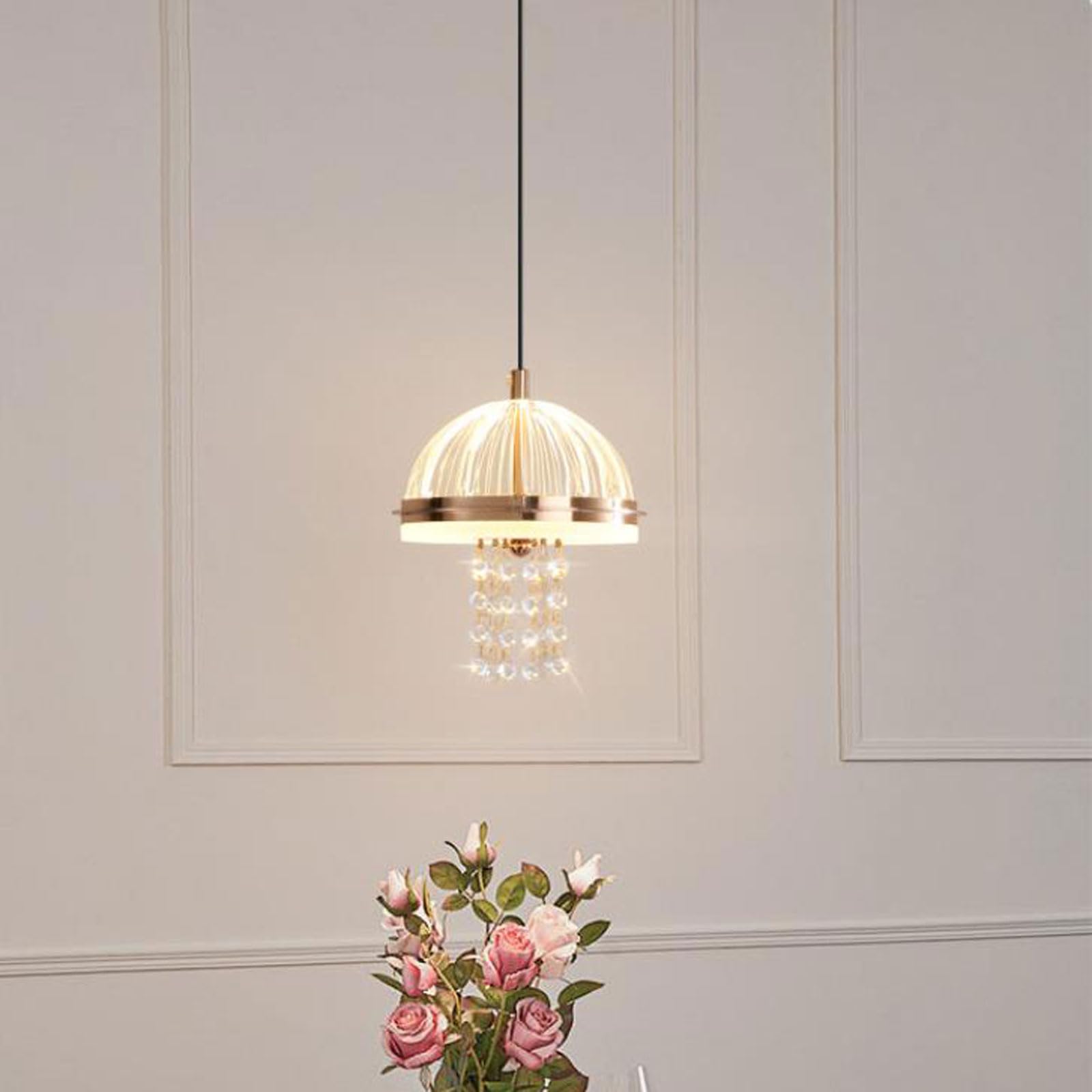 Złota akrylowa lampa wisząca przy łóżku, kreatywna lampa wisząca w kształcie meduzy, nowoczesny minimalistyczny żyrandol do jadalni, odpowiedni na balkon i do jadalni