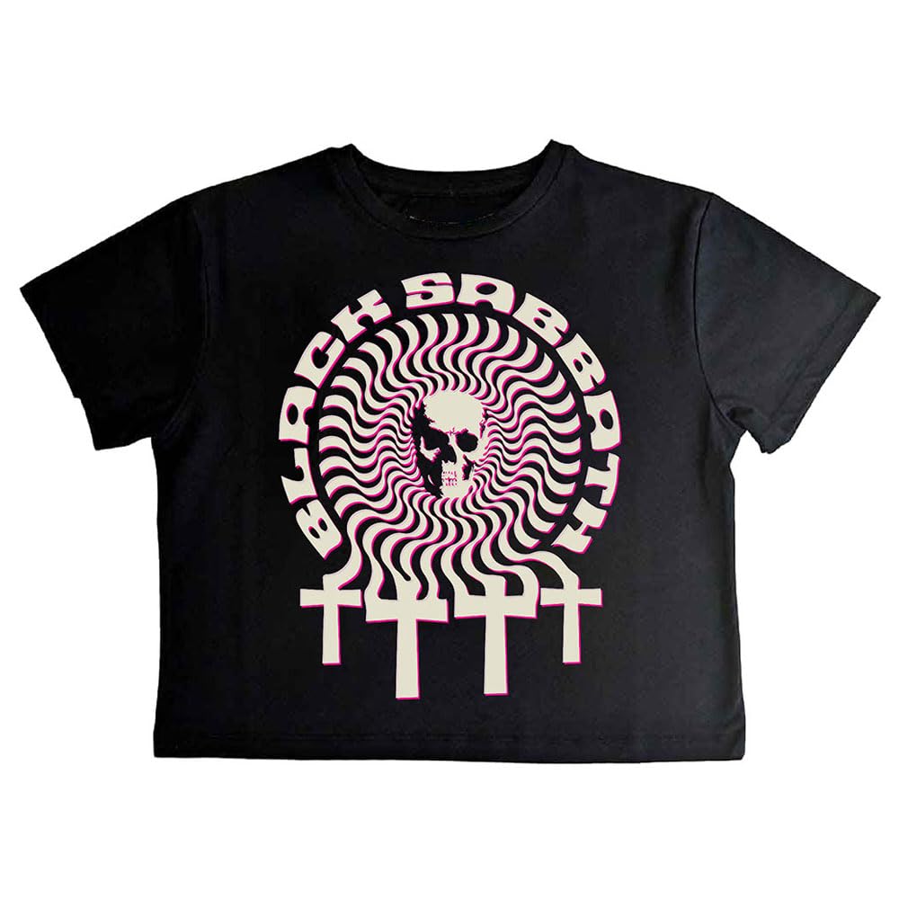 Rock Off Officially Licensed Products Black Sabbath Hypnotic Skull Crop Top Xl