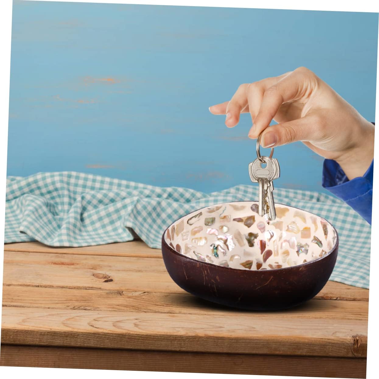 Natural Coconut Shell Bowl for Keys, Candy Nuts Storage