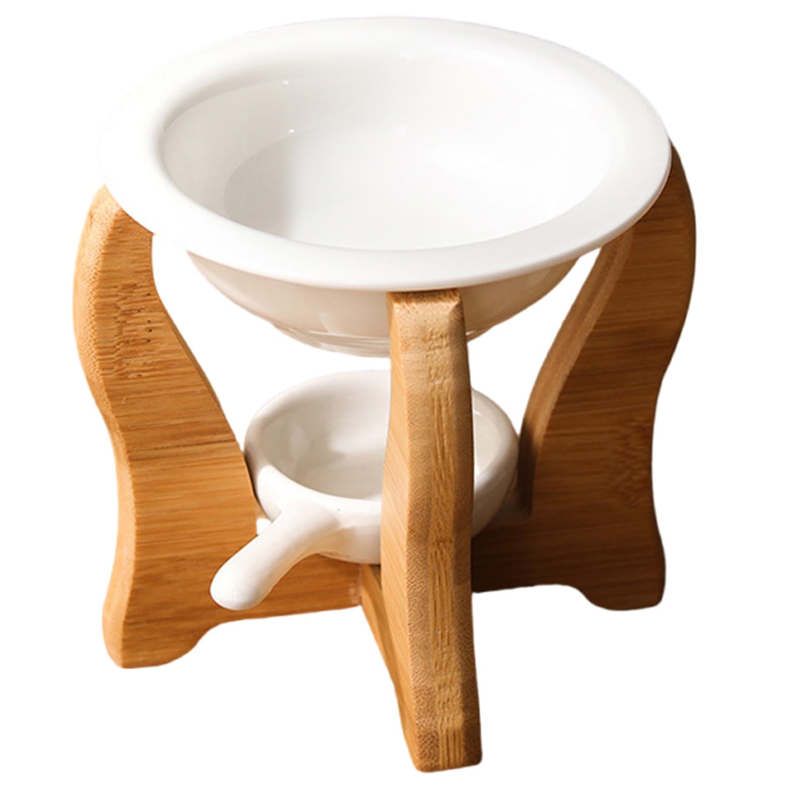 Ceramics Essential Oil Melt Warmer Diffuser Aromatherapist Tealight Burners with Wood Stand for Meditations Room Aromatherapist Lamp