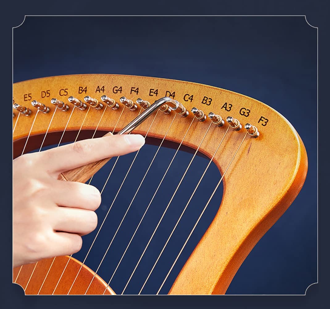 Harpe lyre 24 cordes instrument de musique à cordes métalliques avec clé d'accord sac de transport cordes supplémentaires