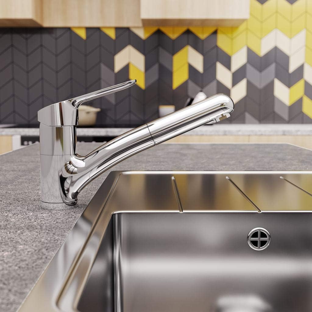 Crazy Deals Ideal Standard BC143AA Ceraflex Single Lever Kitchen Mixer on Sink, Swivel and Removable Shower, Chrome