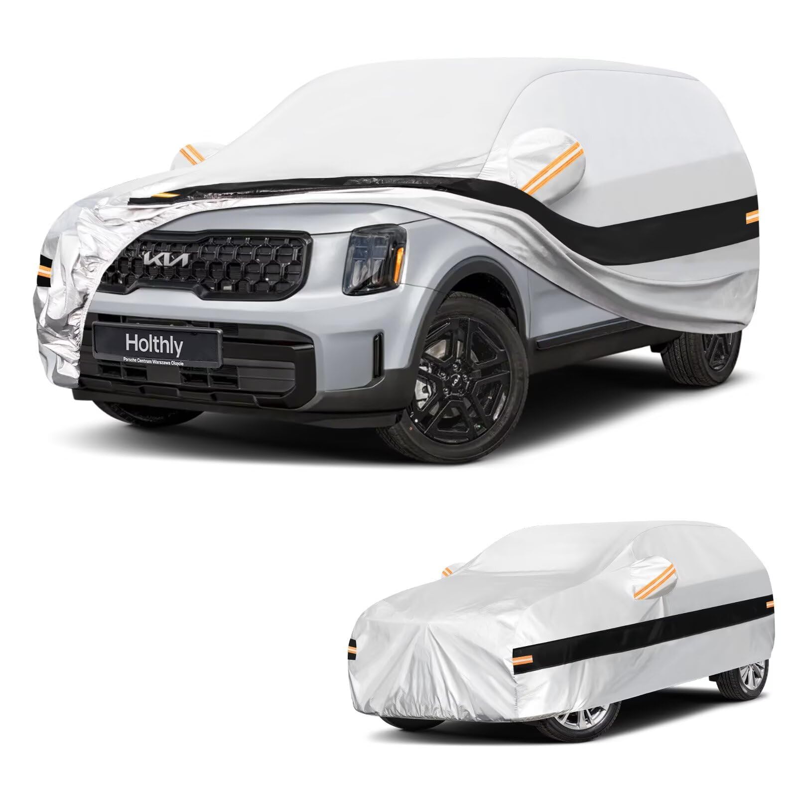 10 Layers SUV Car Cover Custom Fit for Kia Telluride (2016-2026), Waterproof All Weather for Automobiles, Outdoor Full Cover Sun Dust Rain Protection with Cotton. Silver