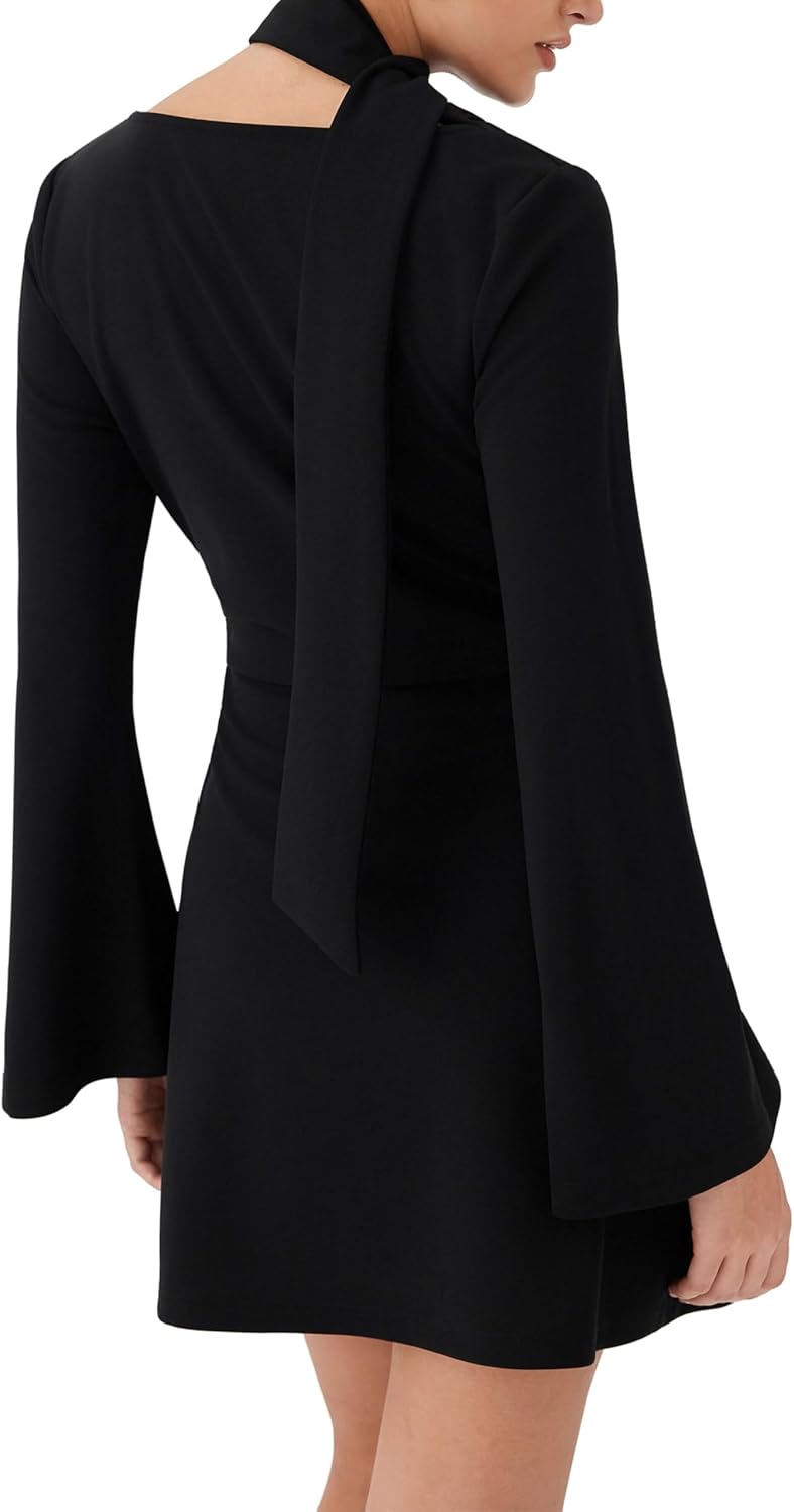 CIDER Elegant Long Sleeve Casual Mini Dress Asymmetrical Neckline Party Dresses - Image 5