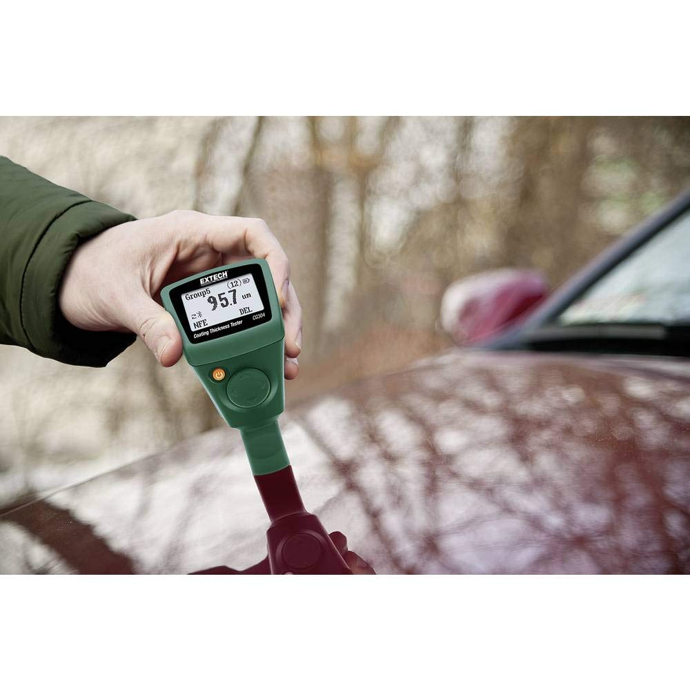 Extech CG304 Tester Spessore Rivestimento, Bluetooth, Fe/Non-Fe | Ferroso 0-1250um, non ferroso 0-2000um, Bluetooth, piastra zero, pellicole calibraz., LCD retroill.