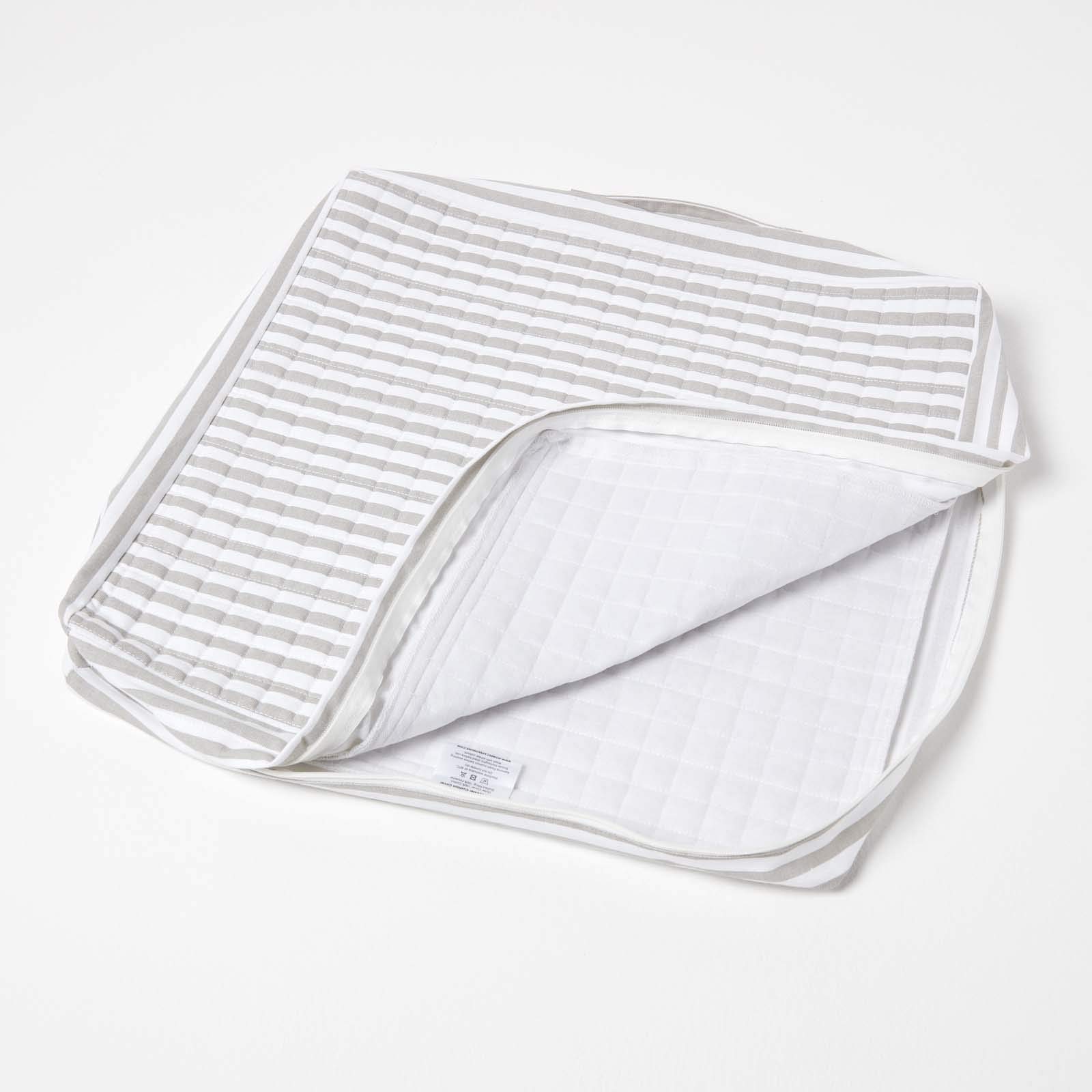 Homescapes Quilted Cotton Armchair Booster Cushion Cover in Grey | Size: 50cm x 50cm