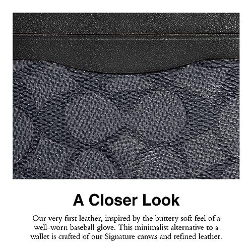 Coach Flat Card Case in Signature, Charcoal/Black, One Size4