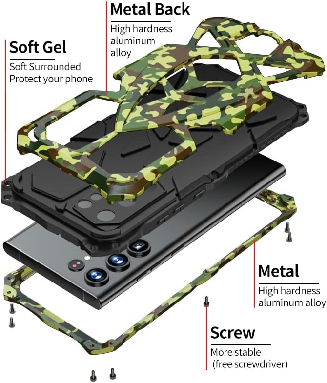 Miniatura 4 de Lunivop Funda para Samsung Galaxy S22 Ultra (5G 6.8 pulgadas 2022) de metal resistente y resistente, funda de silicona interior con protección de