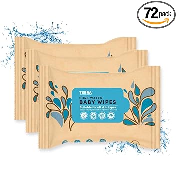 Terra 100% Biodegradable Bamboo Baby Wipes - 72 Count (Pack of 3) | Unscented, Water-Based, Plastic & Alcohol-Free Baby Wet wipes| Gentle on Sensitive Skin, Dermatologist-Tested Natural Baby Wipes.