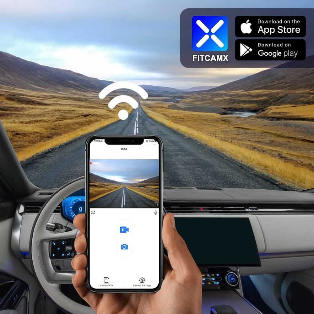 Fitcamx Front 4K+Rear 1080P Dash Cam Adapts for Land Rover Range Rover 2023-2026 & Sport Hybrid (HD2-6386), OEM Look, 2 Way HD Video, WiFi & APP, Loop Recording, G-Sensor, Easy to Use, 128GB Card