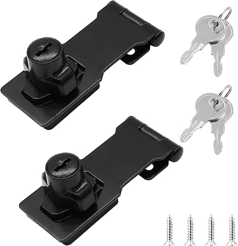 2 cerraduras de cerrojo con llave, cerrojo de seguridad negro de 3 pulgadas con cerradura, cerrojo de bloqueo con llave con perilla giratoria con