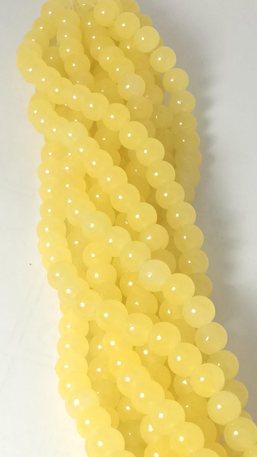 The Craft Cartel Light Yellow Spherical Glass Pearl Beads (Size-8 mm) use for Jewellery Making/Bracelet/Necklace/Earings/Rakhi/Loreal Beads/Home Decoration/Art and Craft.. (1 String, Light Yellow)-image-11