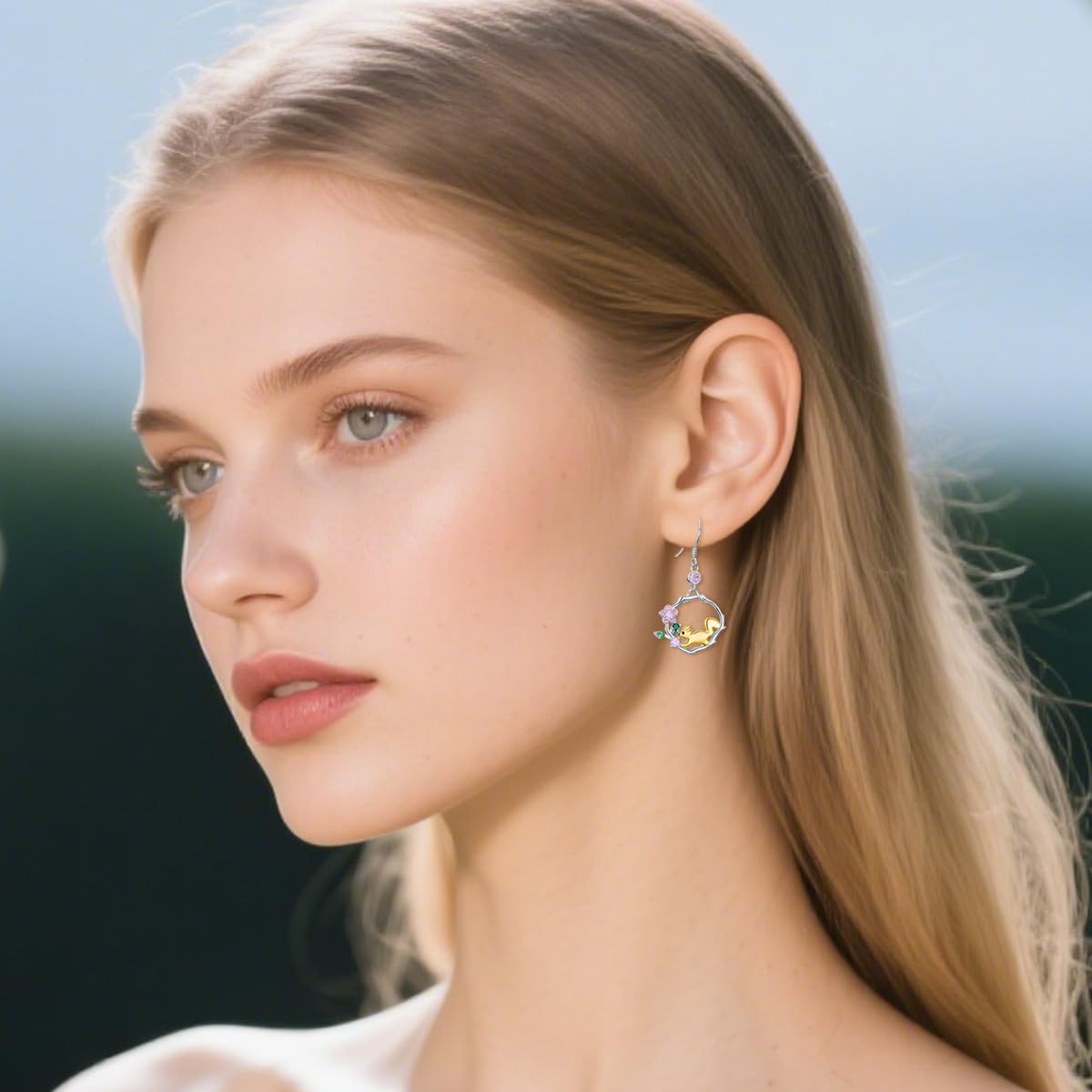 LONAGO Boucles D'oreilles Animaux pour Femme Argent Sterling 925 Adorable Singe écureuil Pendentif Boucles D'oreilles à Offrir