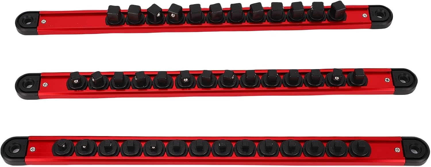 Socket Organizer Trays 3PCS, Aluminum Alloy 1 / 4in 3 / 8in 1 / 2in, Portable Hanging Socket Holders - Durable Construction, Space - Saving Storage, Ideal for Garage and Workshop