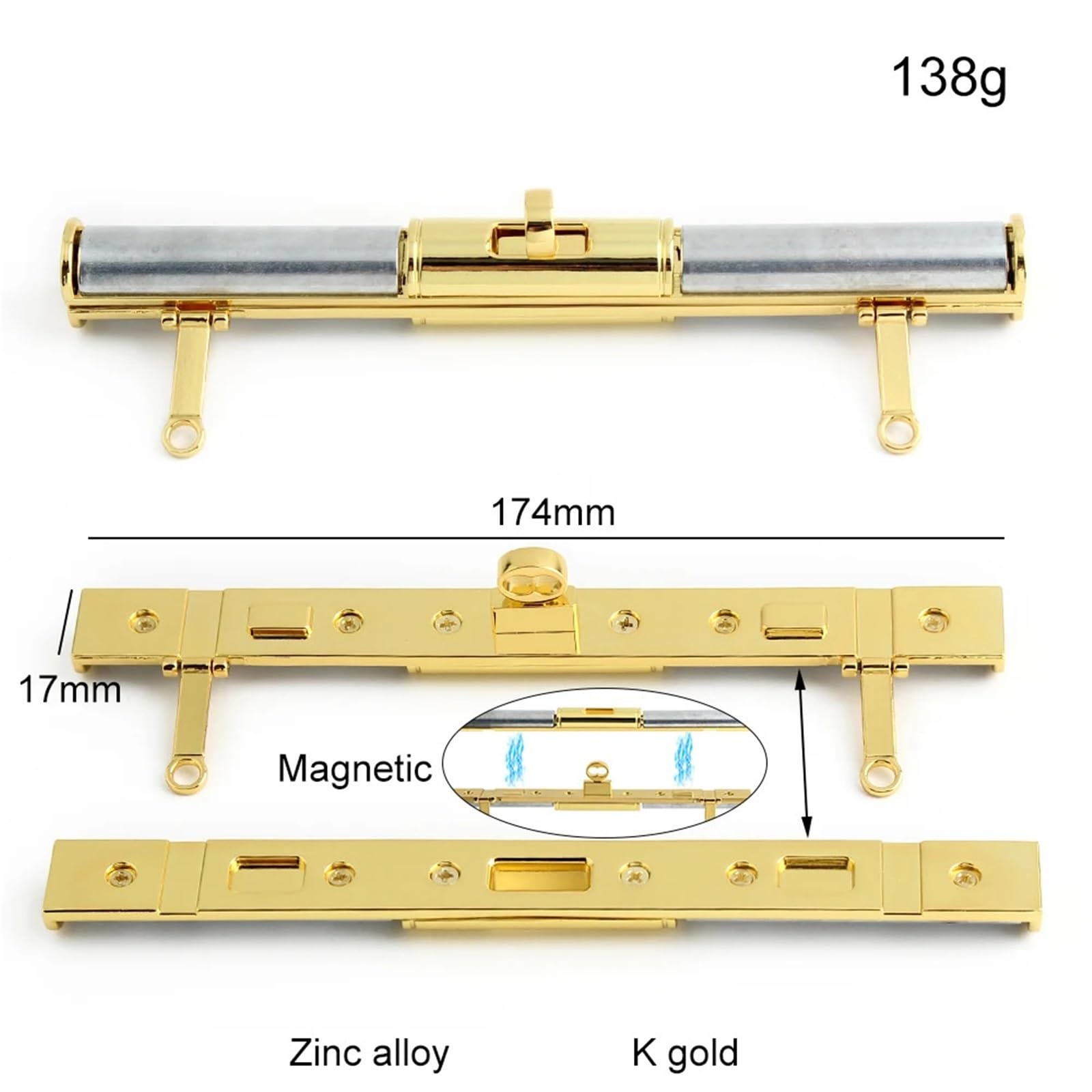Verschluss Schloss für Tasche 10 STÜCKE 174x17mm Metallverschluss Drehverschluss Mit Schraube Geldbörsenrahmen for Damenhandtaschen-Taschengriff Kiss Lock Zubehör