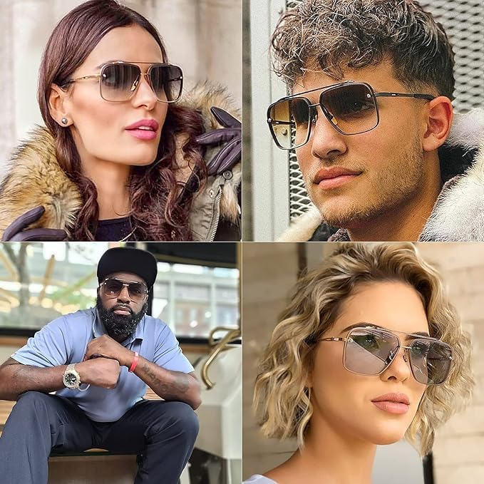 Image of Desire Rocky Square Sunglass for Men Yash, KGF Chapter Sunglasses 100% UV Protection Goggle Alloy Frame Medium Size Frame
