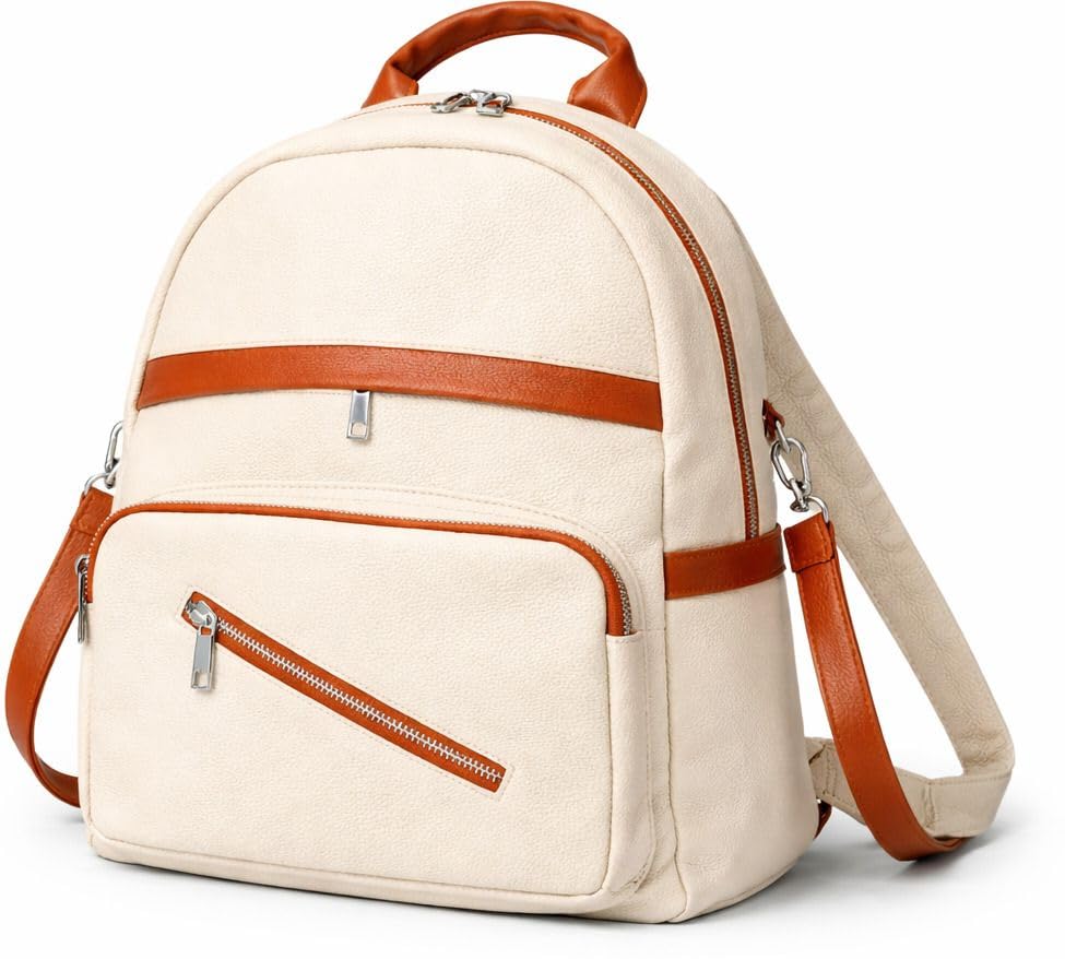 Stylish Women's Fashion Backpack Purses Multipurpose Design Handbags and Shoulder Bag (Cut Chain Cream.-,_BZ)-image-42