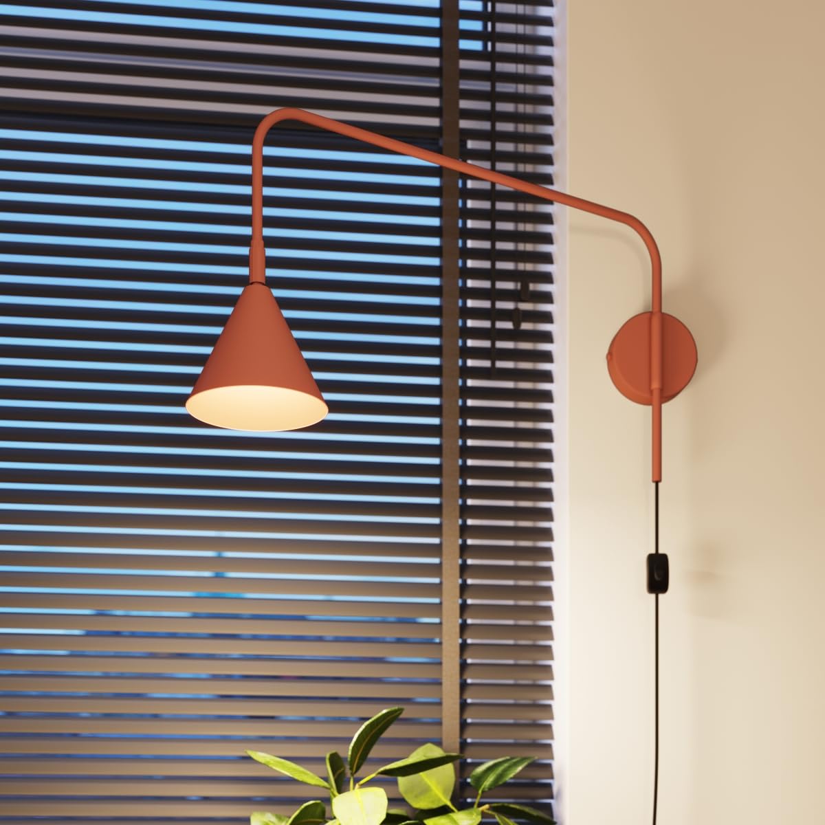 SOLLUX lighting Wandleuchte Innen - Wandlampe Stahl - 1 Flammig - LED Lampe Glühbirne - Roter Ocker Nox