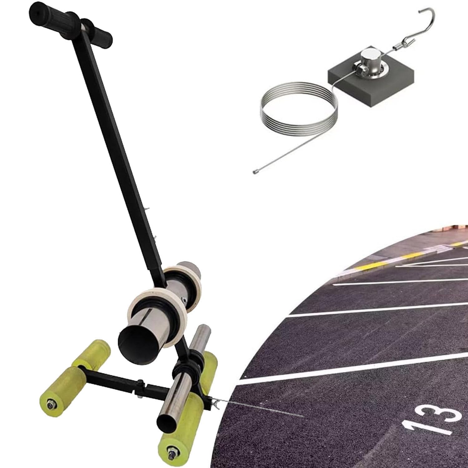 Máquina de marcado de línea de rayas de campo atlético, kit de marcado de cancha de baloncesto, herramienta de marcado de suelo de empuje manual, máquina de marcado de cinta de empuje manual