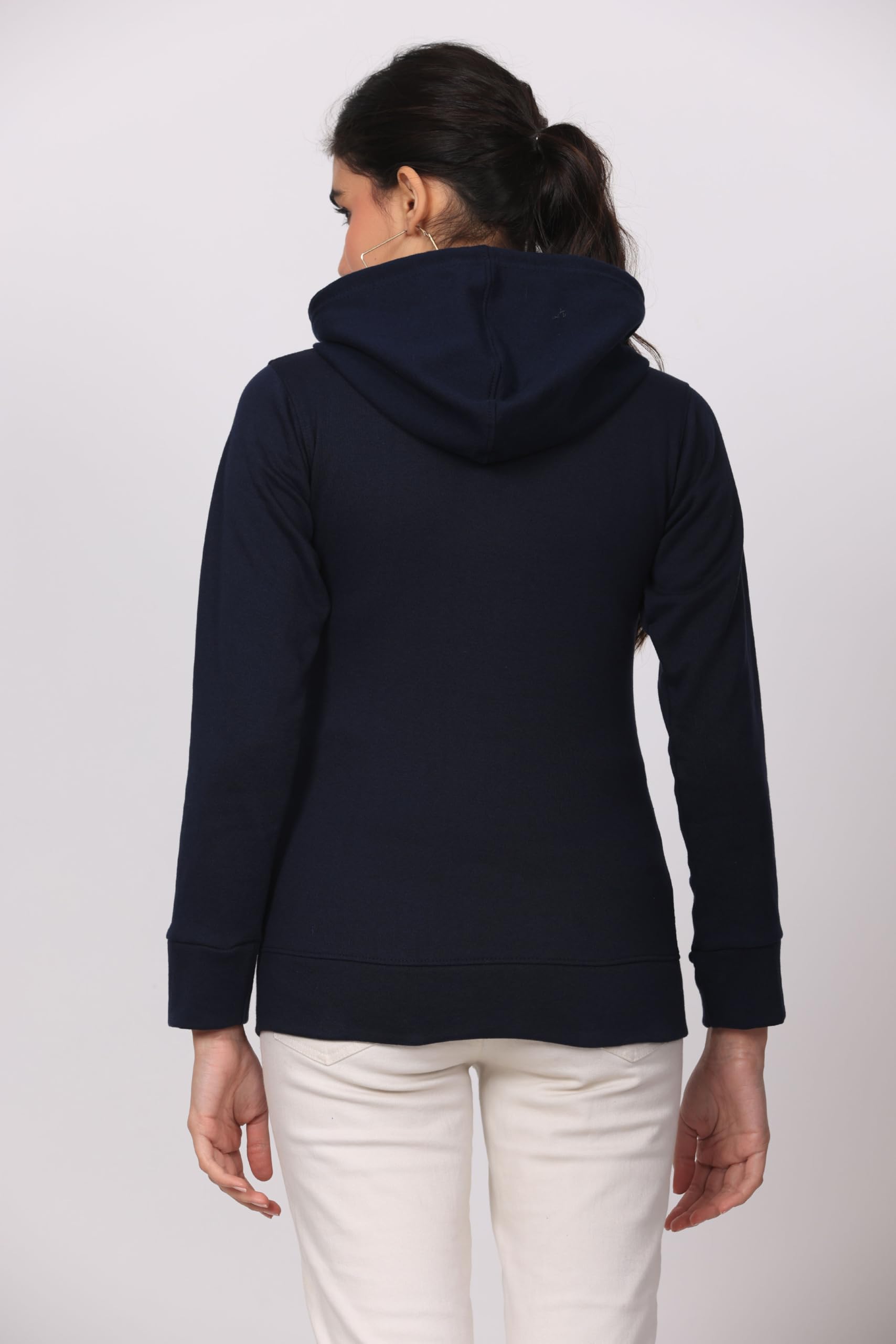 RRAVAYKI Women's Fleece Zipper Hoodie Jacket β Warmth, Style, and Comfort (Navy Blue-XL) 2