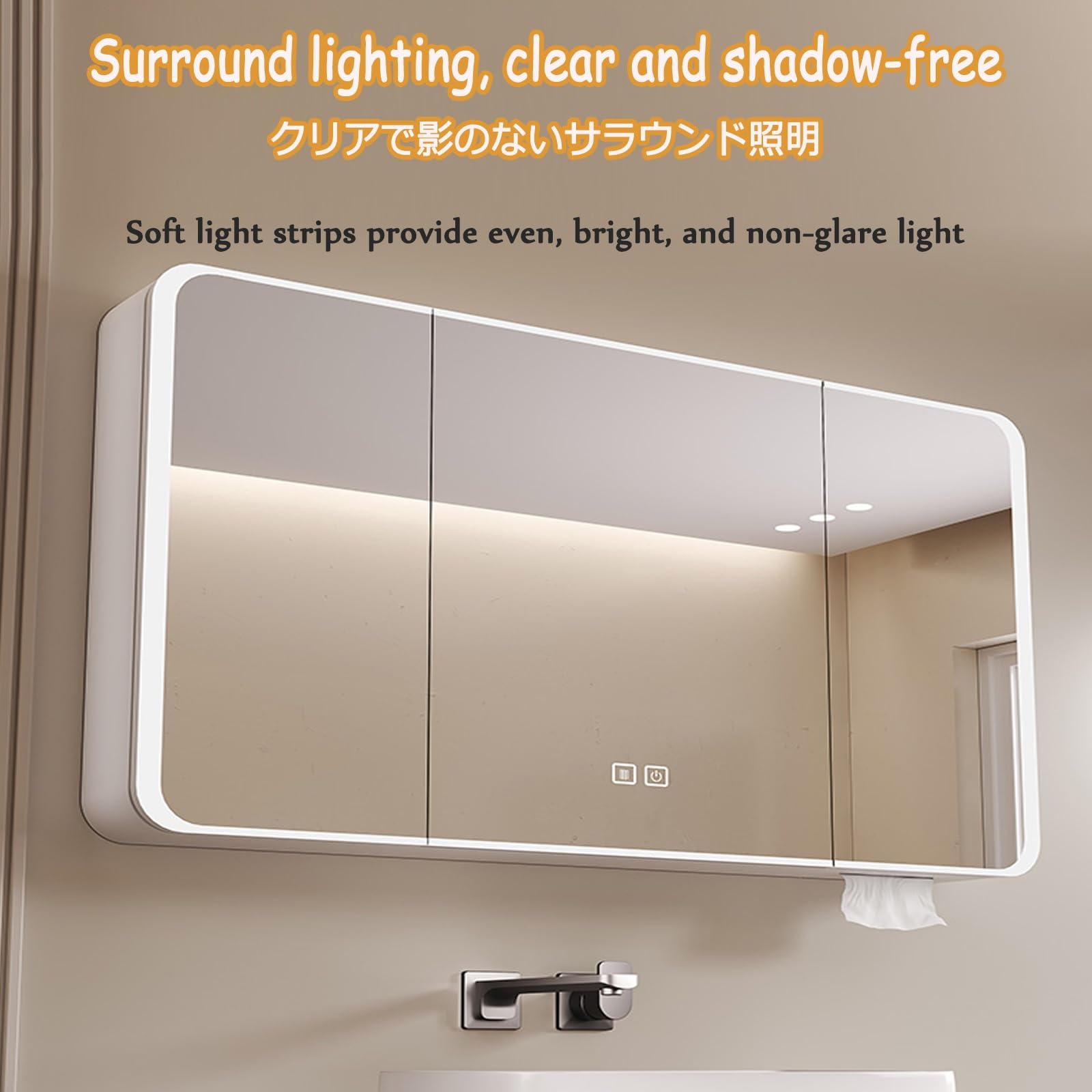 Badezimmerspiegel, Mit LED-Leuchten, geeignet for Verschiedene Szenarien wie Häuser(Grey,80 * 70cm/34.5 * 27.5in)