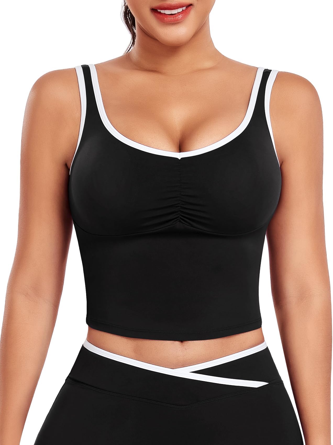 Women's Athletic Tank Top Sleeveless, Yoga Tops Basic Classic, Gym Vest with Removable Bra Pads, Sports Crop Shirts for Workout Casual