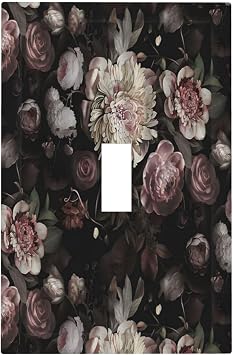 Light Switch Cover Boho Vintage Floral 1 Gang Wall Plate Cover Rustic Rose Flower Watercolor Peony Single Toggle Outlet Covers Decorative Switchplate Electrical Faceplate for Home Decor